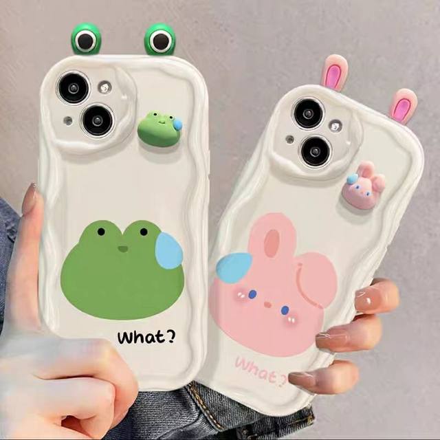 3D Rabbit Ears Frog Eyes Case for Samsung A55 5g Case S24 S23 