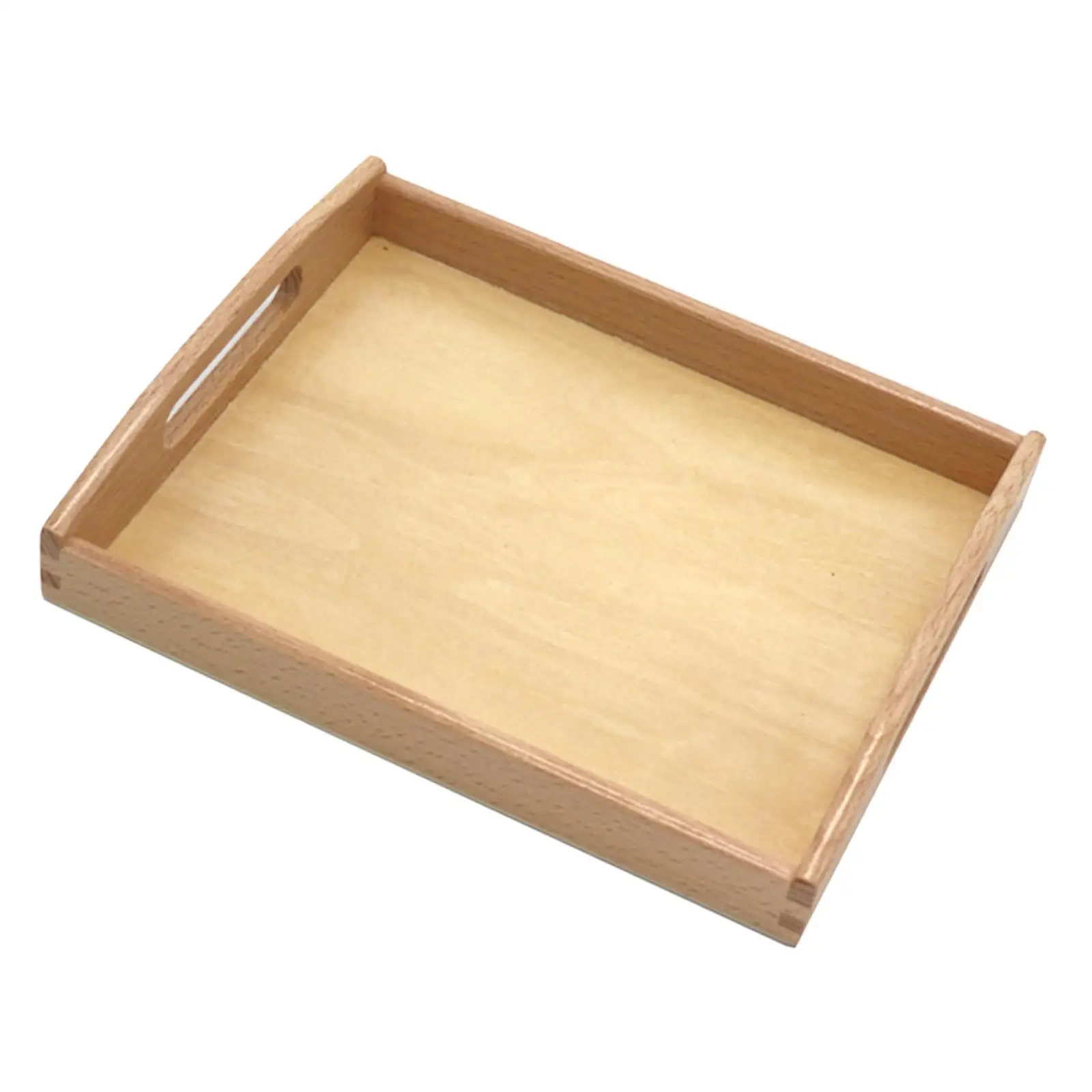 Montessori Wooden Tray Rectangular Shape Montessori Sand Tray Toy Display Light Durable Wood Serving Tray for Teaching Crafting