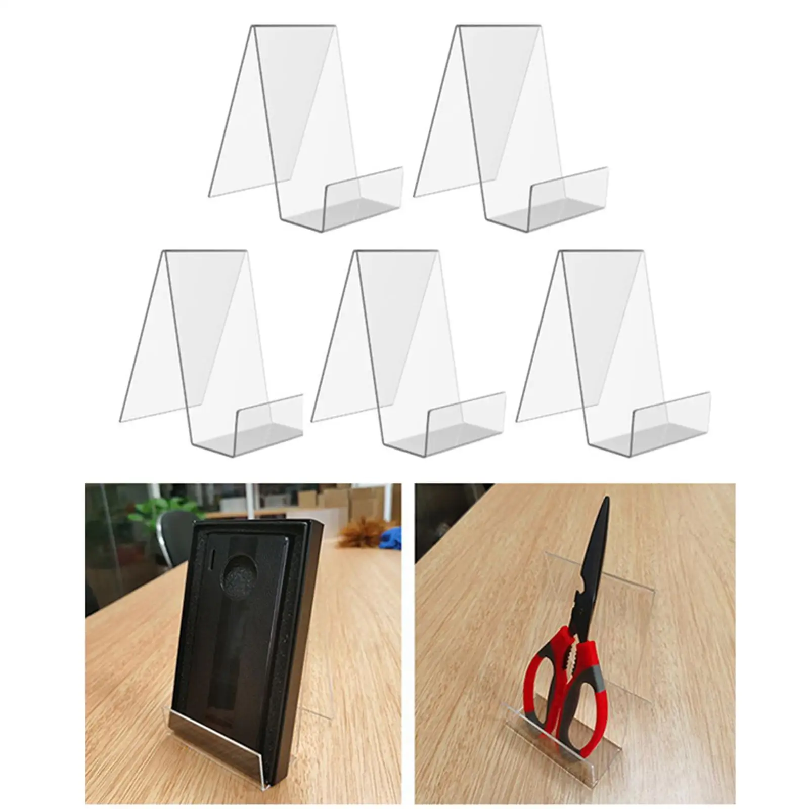 5Pcs  Acrylic Display Easel Literature Holder Shelf Book Plate Stand Desktop Magazine Shelves for , Home Office