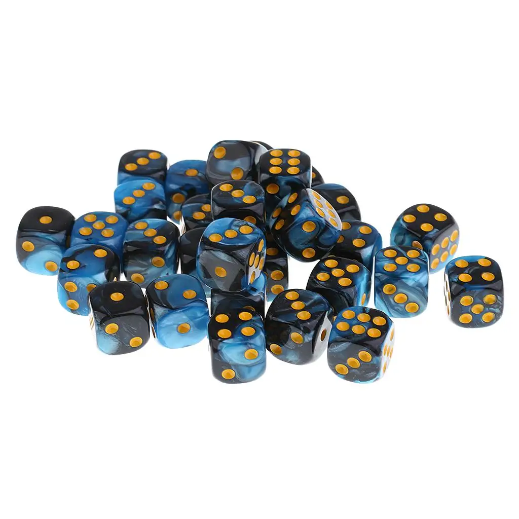 30 Pieces Acrylic 6-sided Spot Dice D6 for Party Bar Table 