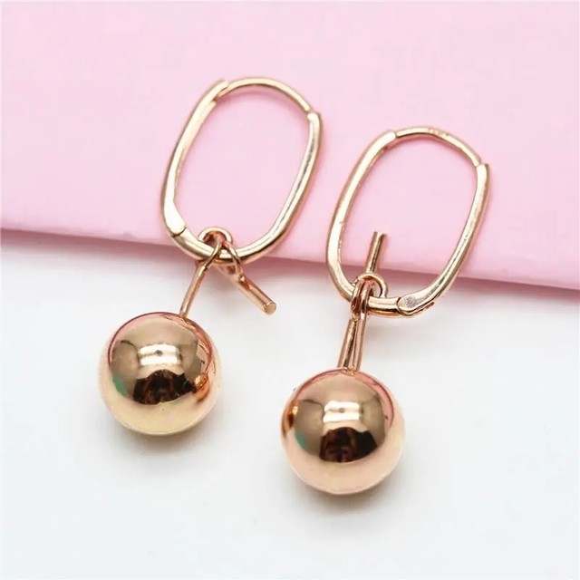 Deals 14K Rose Gold Bead Post Earrings