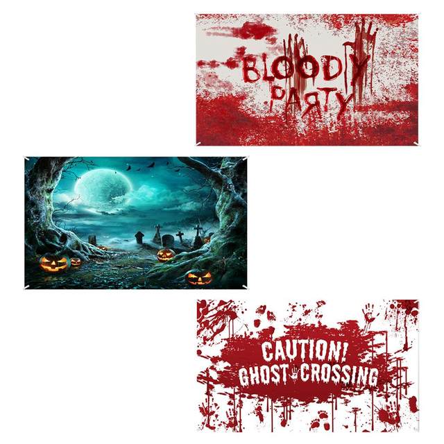 Halloween Photo Backdrop Pumpkin Lantern Scary Night Photography Background Halloween Family Party Portrait Photoshoot