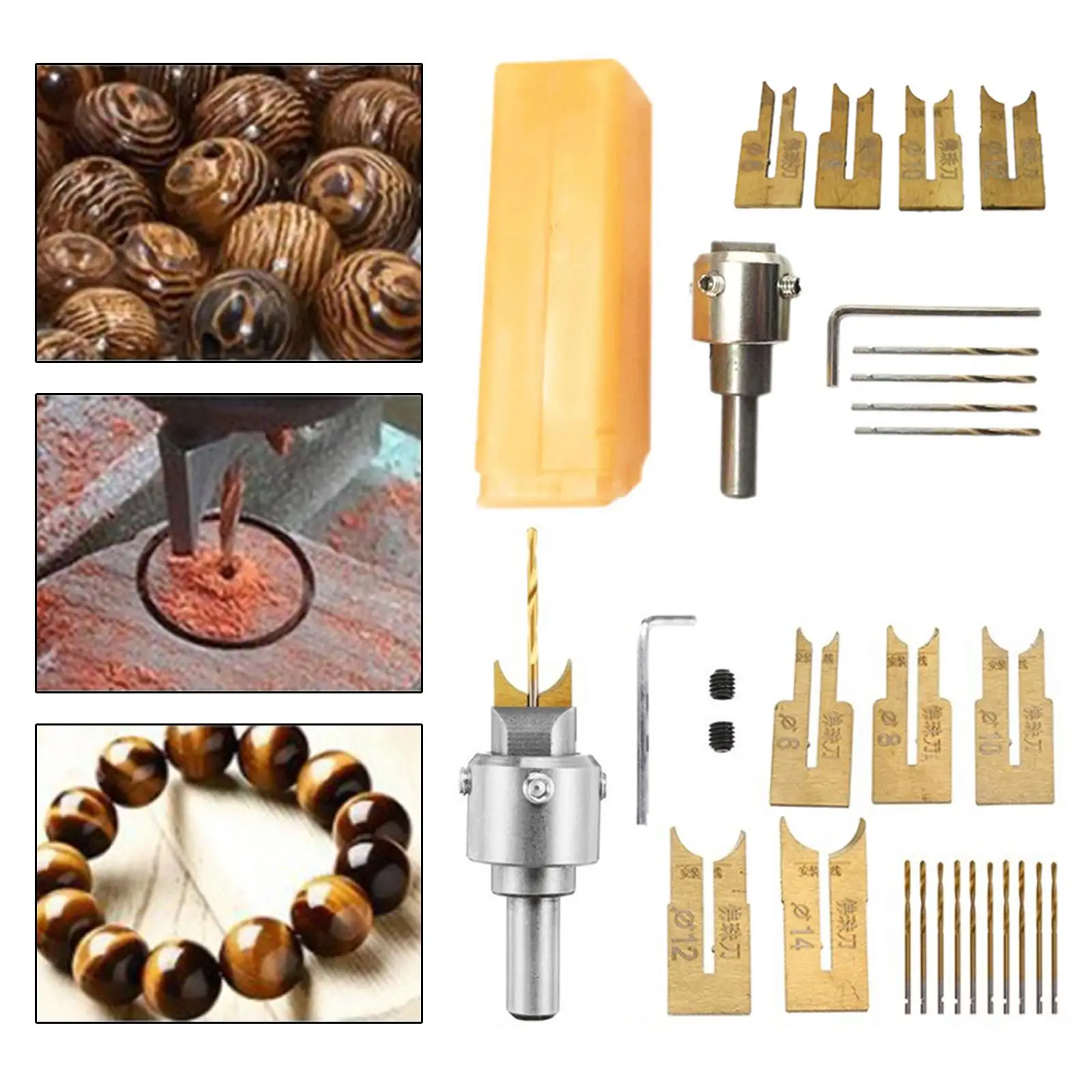 Wooden Beads , Wood Bead Maker Woodworking Tools Joinery Bits 6/8/10/12/14mm Wood Bead Maker Router Bit for Ebony Rosewood