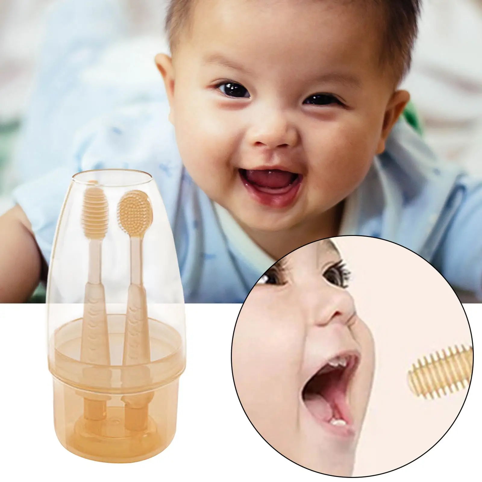 Baby Toothbrush Set Silicone Gift Premium Soft Brush Oral Care Tongue Cleaner Teethers for Infant Sensitive Gums 0-18 Months