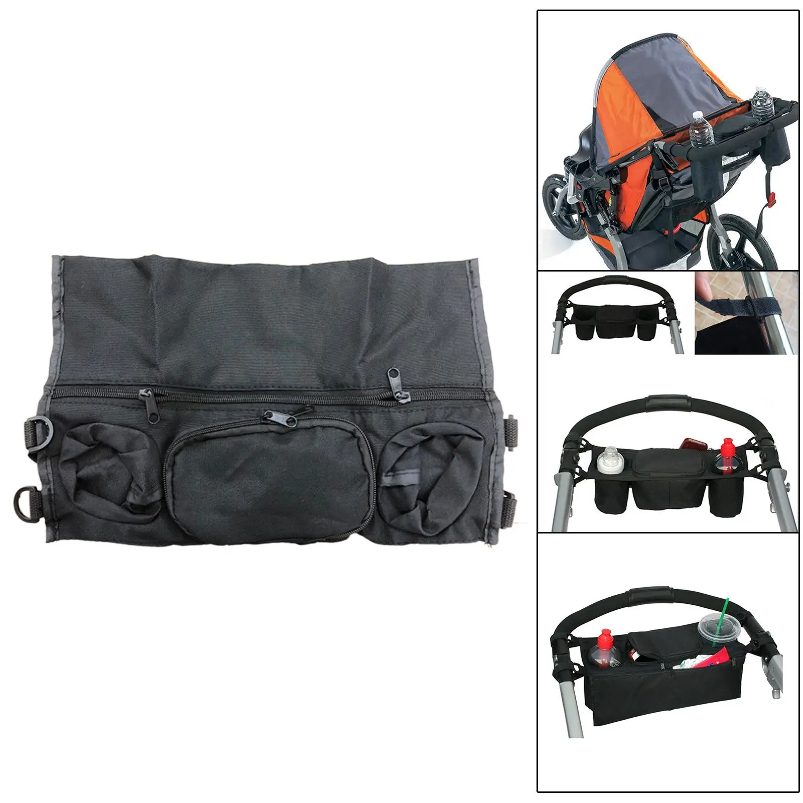 Stroller Organizer Bag Multifunction Large Space Multiple Zipper Pockets with Zipper Nursery Storage bags easy Installation