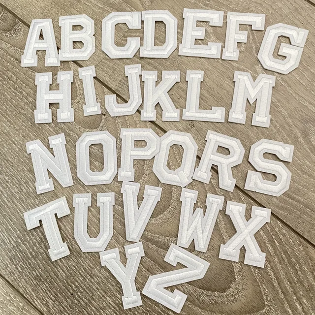 5CM White Embroidered Patch Iron on Letter Patches for Clothing Alphabet  ABCD EFG HIJK LMN OPQ RST UVW XYZ for DIY Accessories