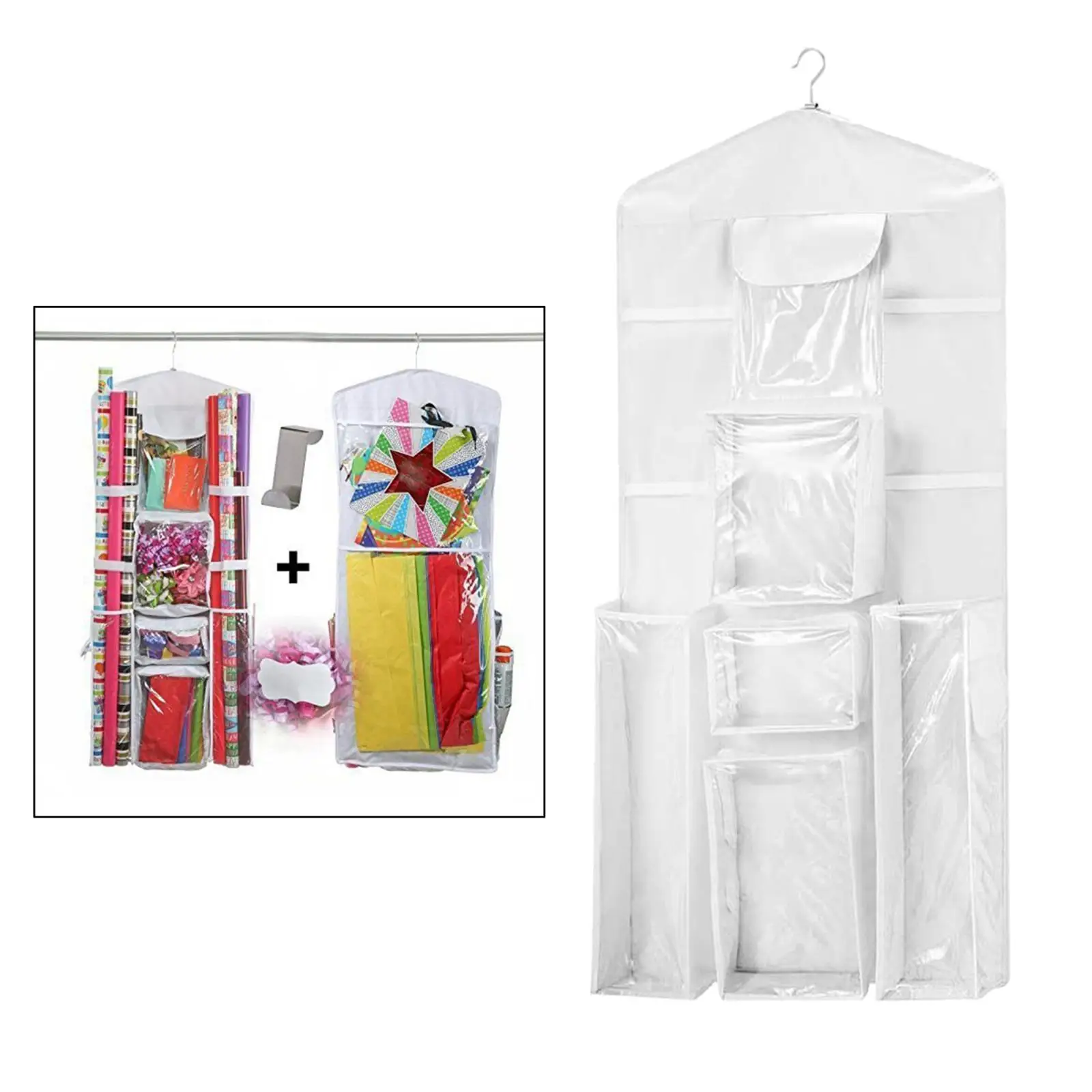 Large Double-Sided Hanging Gift Wrap Organizer Closet Storage Bag with Hook