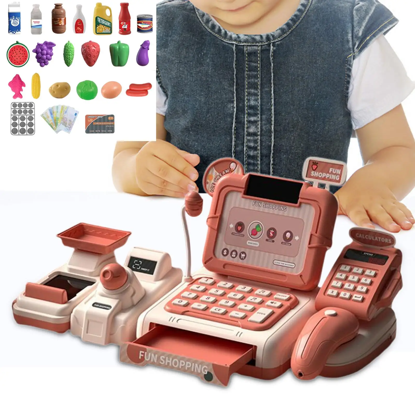 Cash Register Playset with Lights and Sounds Store for Girls Birthday Gifts