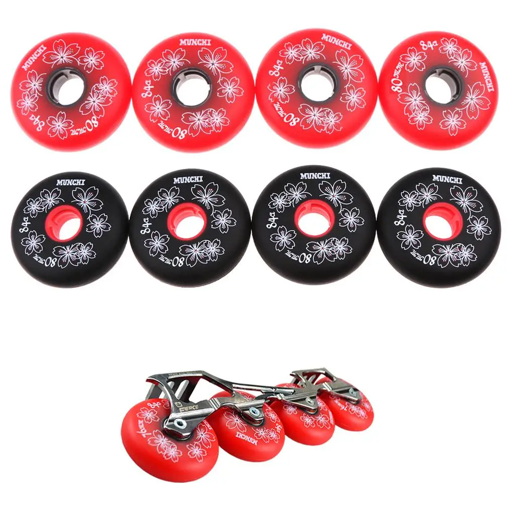 Durable 4 Pcs Inline Roller Hockey Fitness Skate Replacement Wheel 84A 72/7680mm for Kids Ice Hockey Skating Board Accessories