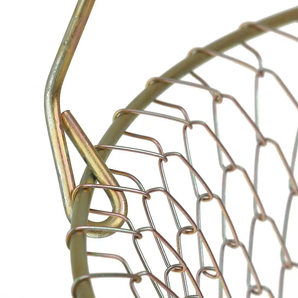 Foldable Metal Steel Wire Fish Lobster Mesh Fishing Net Prawn  Cage Trap Net   Shrimp Trap With Handle Foldable Basket