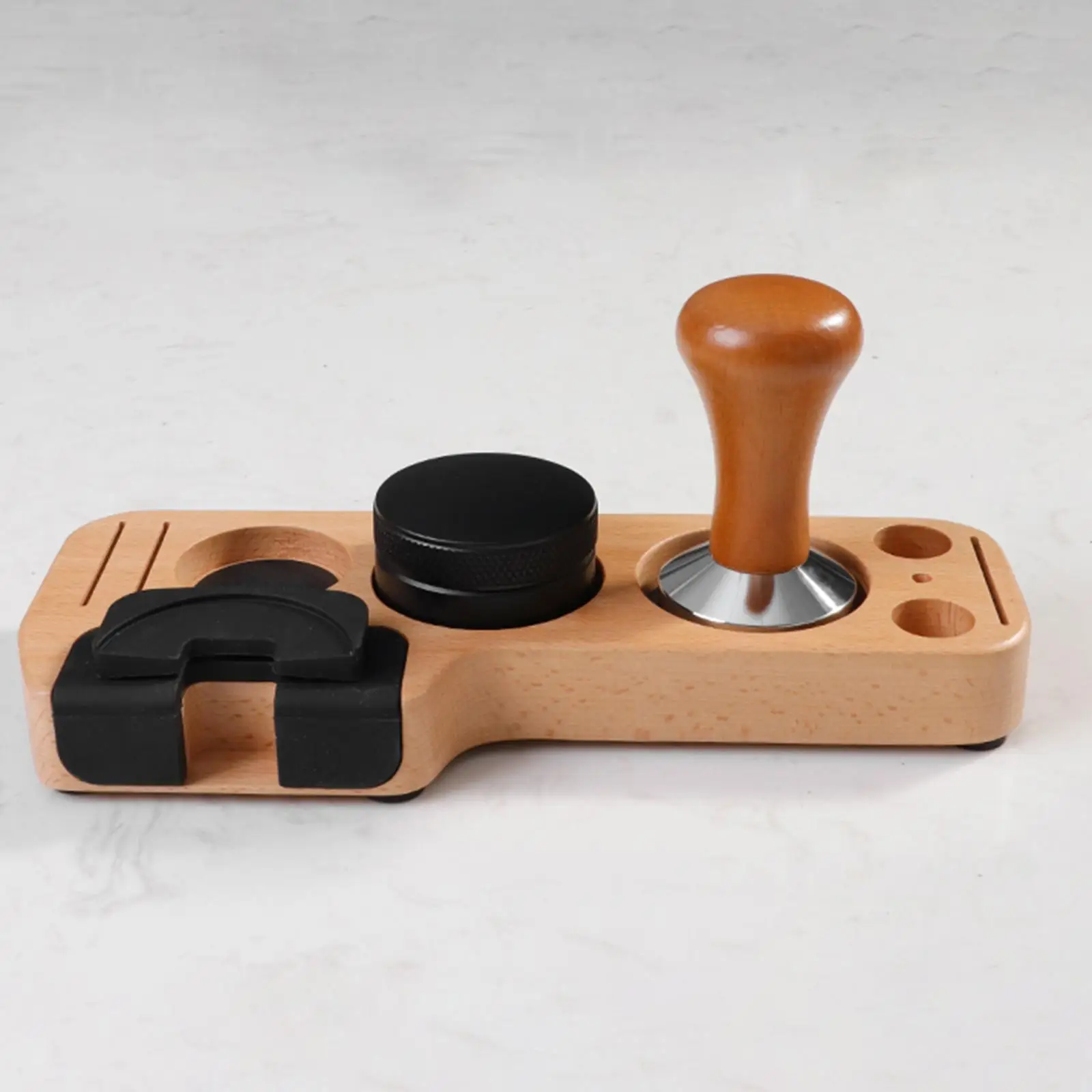 Espresso Tamping Mats Coffee Handle Powder Wooden Stand Coffee Tamper and Distributor for Kitchens Tearoom Shop Worktop
