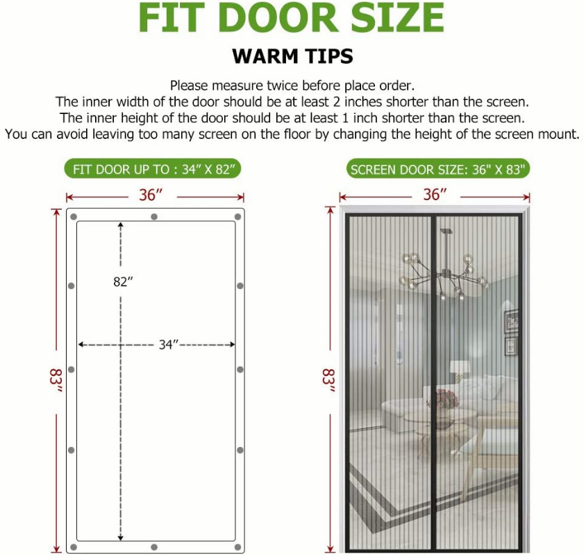 Description Picture 3 of item2025 New Magnetic Screen Door Curtain Anti-Mosquito Net Fly Insect Screen Mesh Automatic Closing Custom Size Easy Installation
