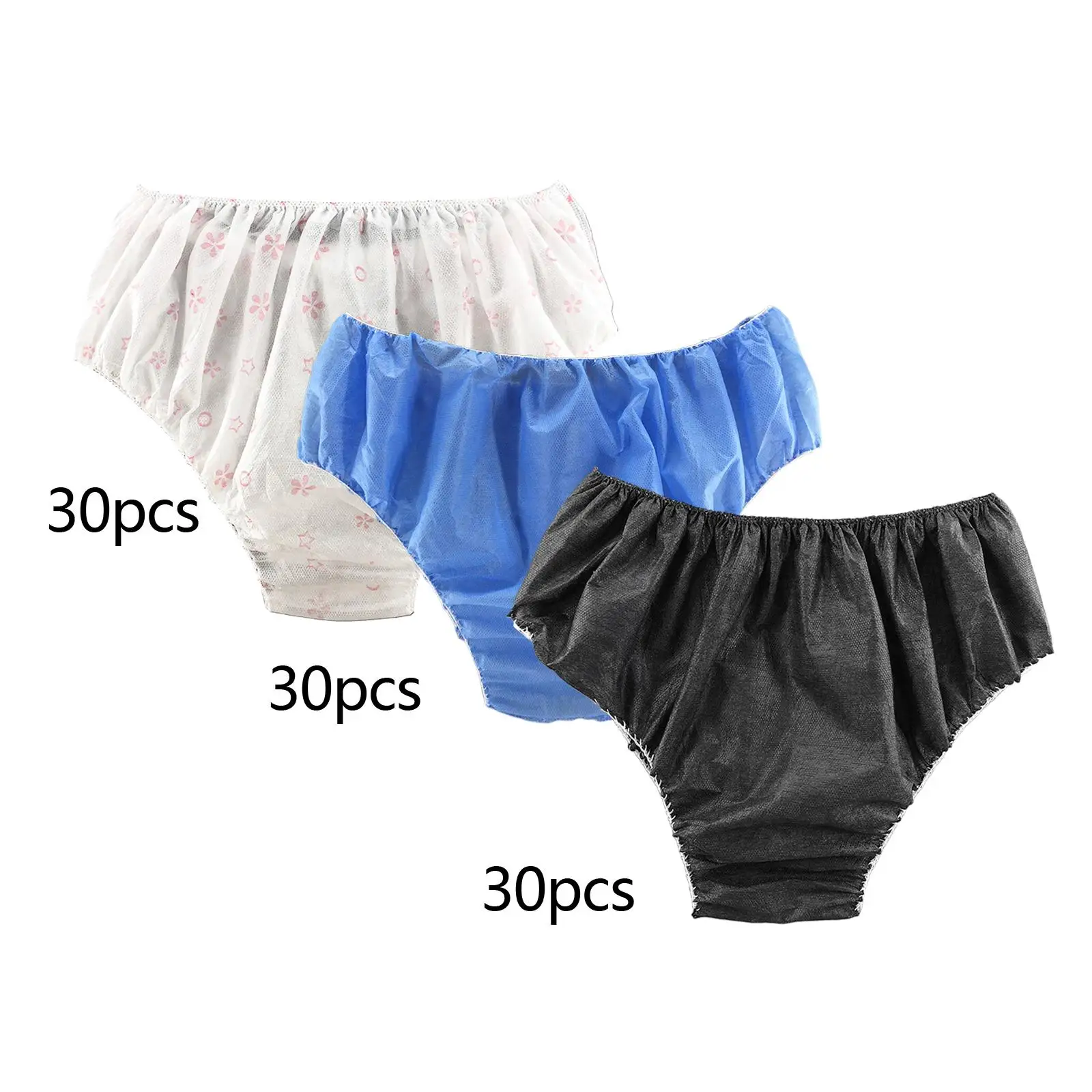 30x Disposable Panties Hygienic Soft Non Woven Fabrics Bikini Panties Underwear for SPA Bathroom Supplies Travel Women & Men