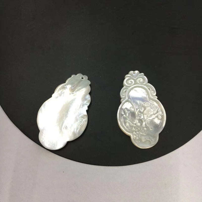 Natürliche Weiß Mutter der Perle Shell Charme Laser Gravierte Phoenix Drachen Halskette Anhänger Handwerk Ohrringe Halskette Schmuck Machen – Detail 6
