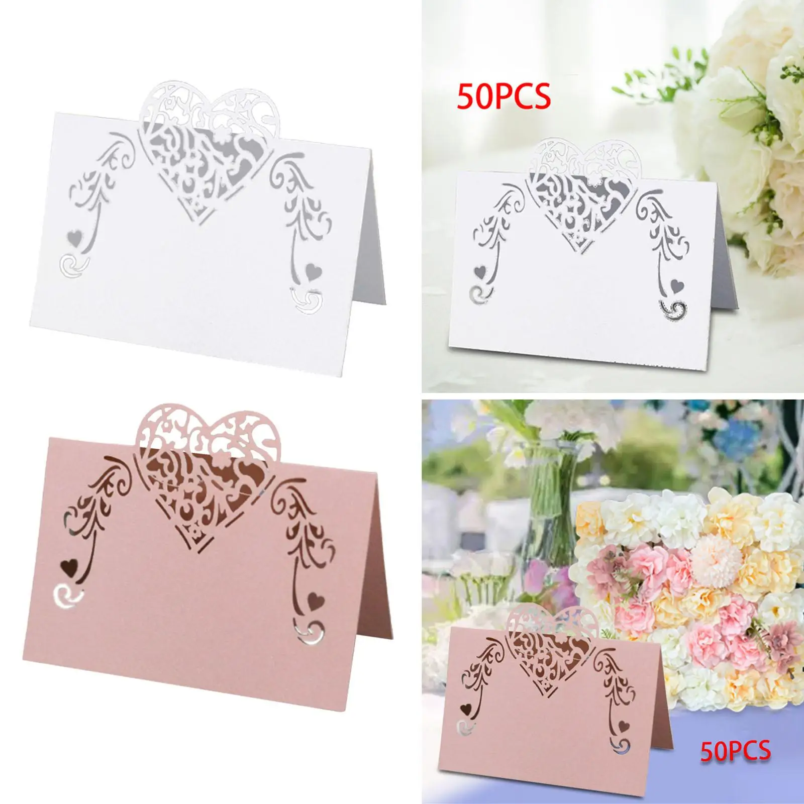 50x Heart Shape Wedding Place Cards Table Number for Parties Events Banquet