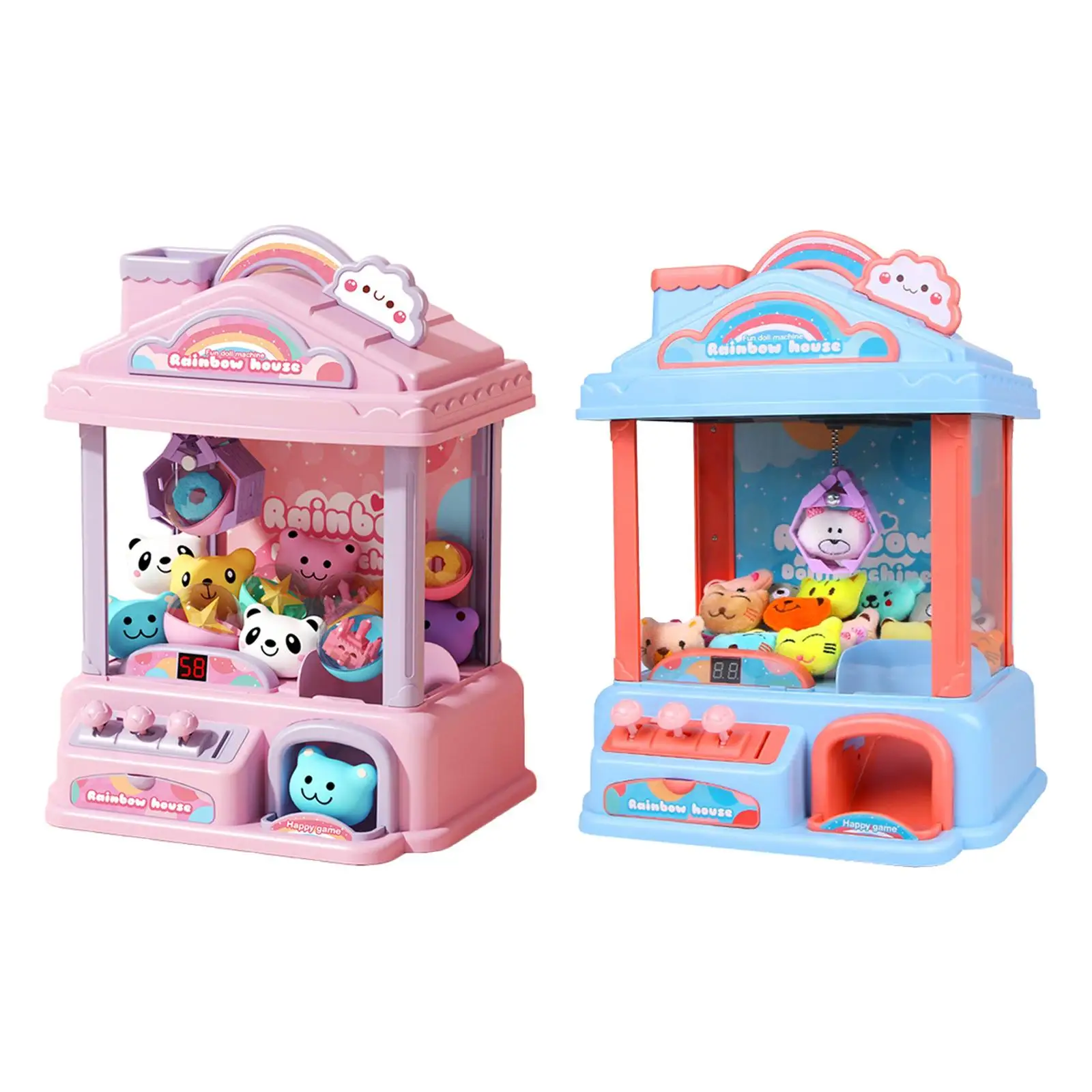 Mini Claw Machine Candy Dispenser Toys Electronic Small Toys Mini Vending Machine with 20 Mini Plush Animals for Boys Girls Kid
