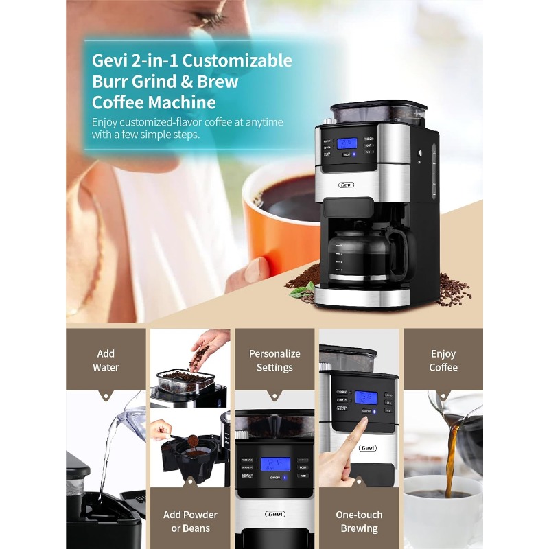 Title 1, 10-Cup Drip Coffee Maker, Grind and Brew Automa...