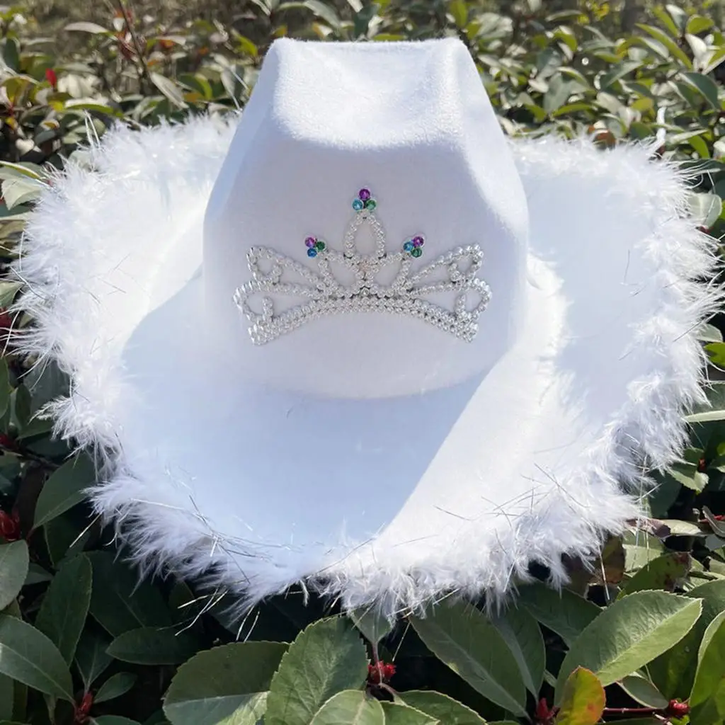 Cowboy Cowgirl Hat with tiara Western Outdoor Wide Brim Sun Hats Adult