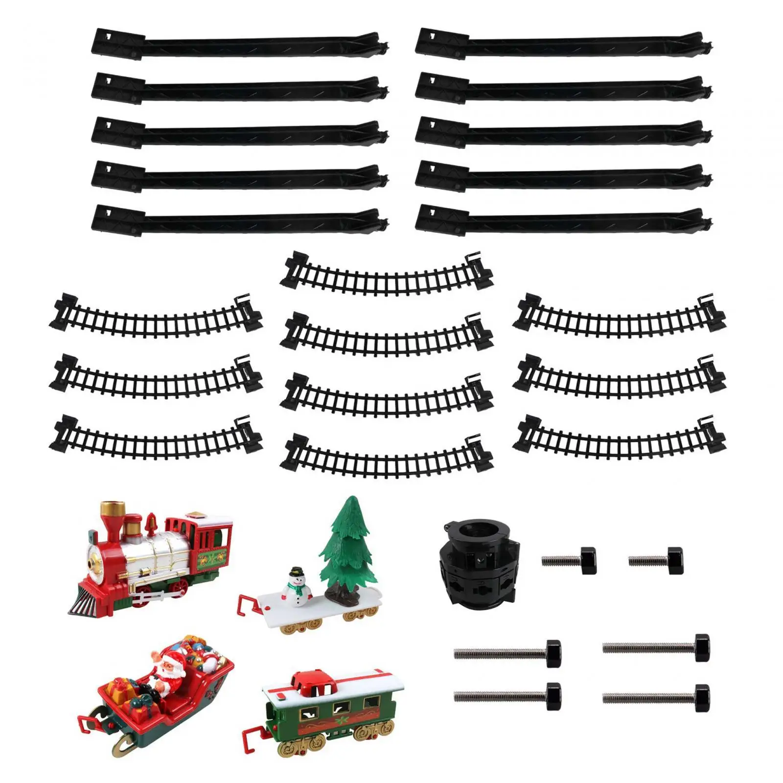 Christmas Electric Train Set Cargo Cars and 10 Tracks Railway Tracks Set Assemble Train Toy Gifts for Kids Boys Girls Children