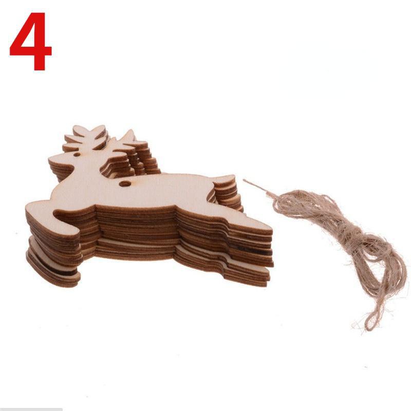 10 Teile/beutel Holz Weihnachtsdekorationen Kreative Weihnachtsbaum Anhänger Urlaub Party Zuhause DIY Dekoration – Detail 4