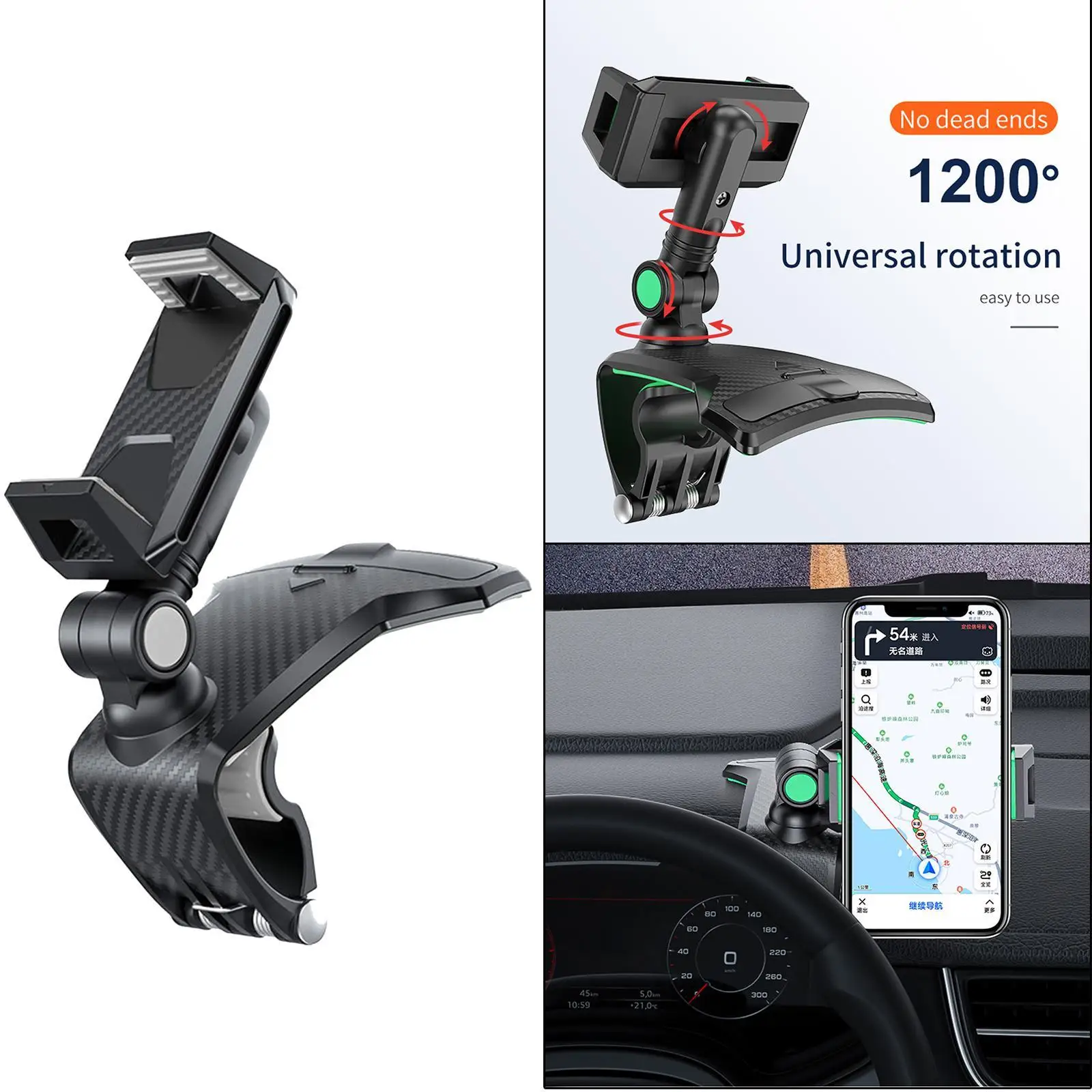 Car Phone Holder Adjustable 360 Degree Rotation Hands   Angle Mobile Phone Stands for 4-7 Inches Smartphones GPS Navigation Car