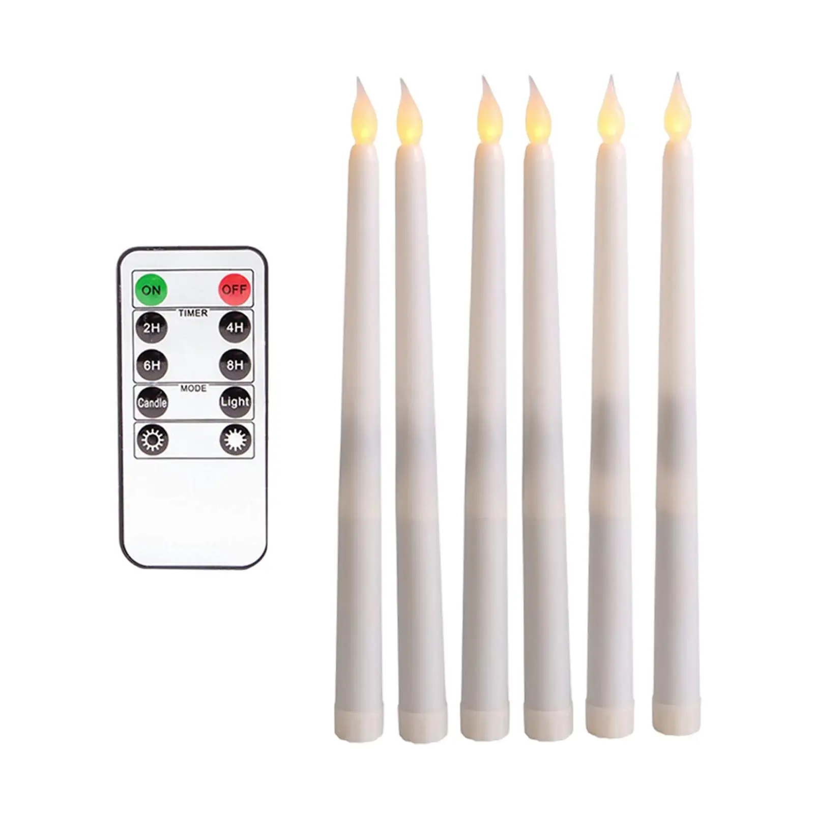 6x LED Flameless Flickering Taper Candles Light with Remote for Home