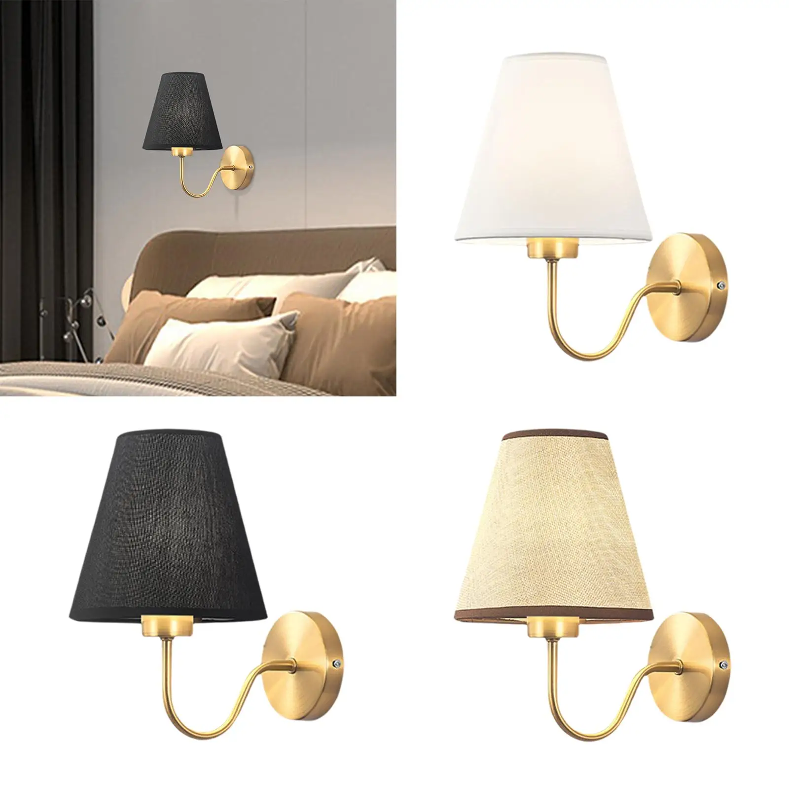 Bedside lamp E27 lampshade lantern wall light for reading living room home