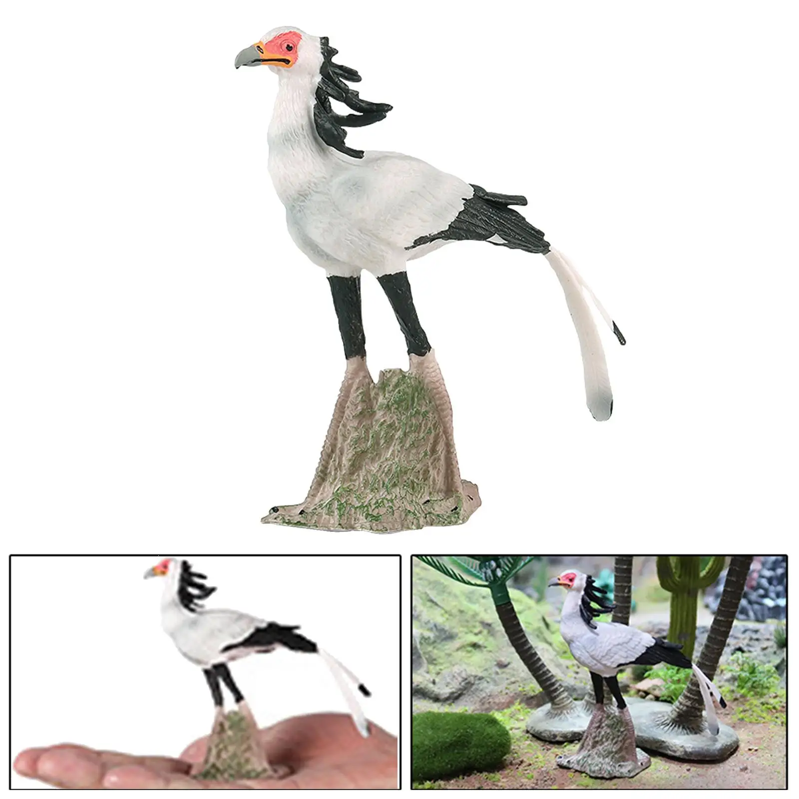 Plastic Secretary Bird Figures for Kids Toy Fairy Garden Yard and Patio Lawn