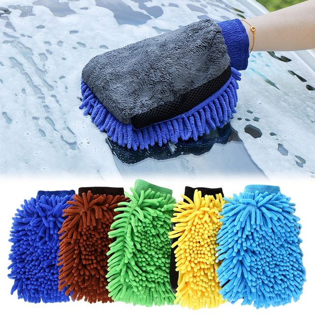 thumbnail interactive-video image 1 of Chenille Car Wash Mitt (2-Pack) - Scratch-Free Microfiber Mitts For Safe Washing | Double-Sided Thick Design 1 of 3