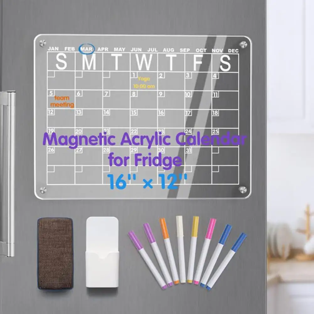 2 Semainier Magnetique Frigo Transparent, Magnetic Calendar Fridge