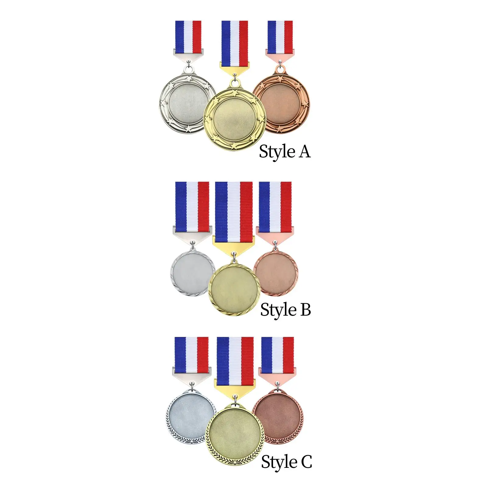 3Pcs Blank Medals Zinc Alloy Participation Awards Award Gift Trophy Medals Award Medals for Games Party Baseball Events Football