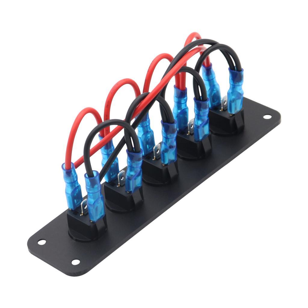 12V Rocker Switch Panel Scratch Proof On Off 5 Gang for Boat Caravan RV