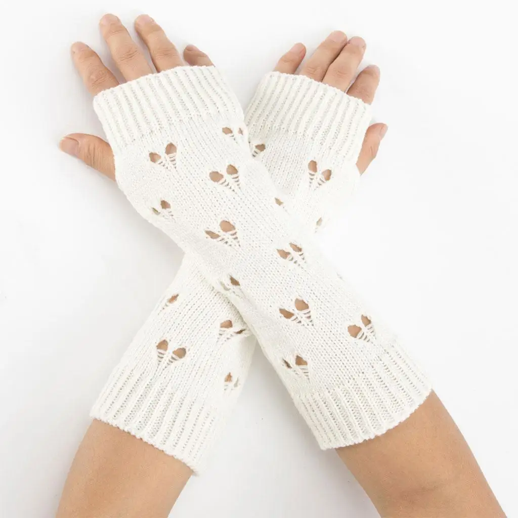 Wrist Arm Warmer Mittens Long Crochet Warm Women Winter Fingerless Gloves