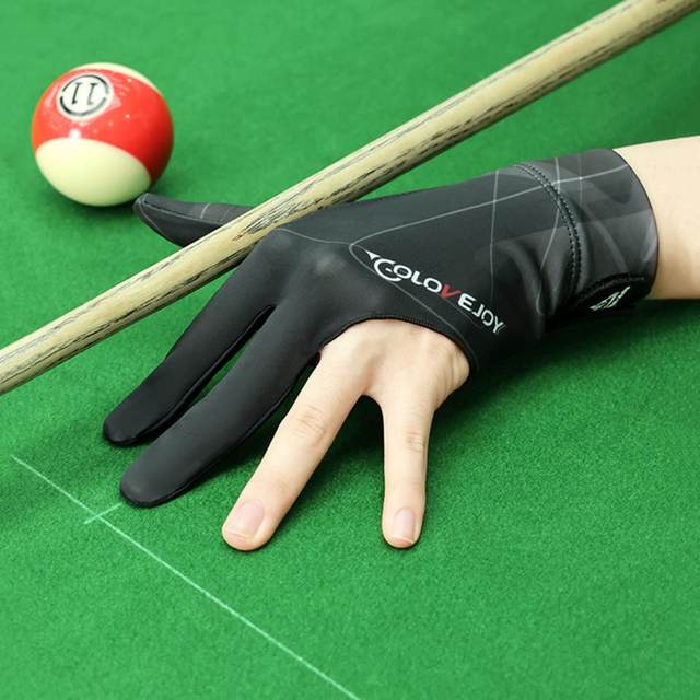 Gants Billard 3 Doigts VPOUERY - Snooker Professionnel - Droitier - Taille Adjustable - Gris