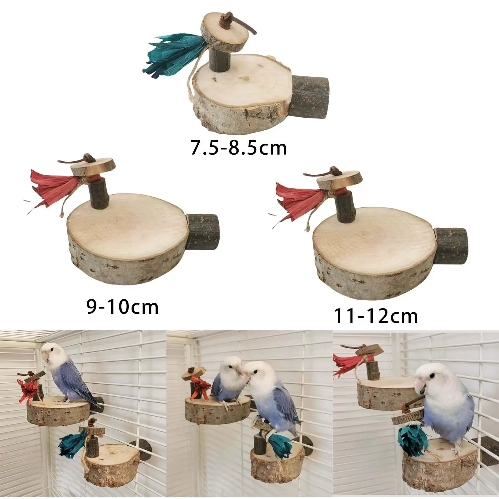 Wooden Round Parrot Perch Bird Perches Stand Platform Cage Accessories for Cockatiels Parrotlets Parakeets Lovebirds Play Toy