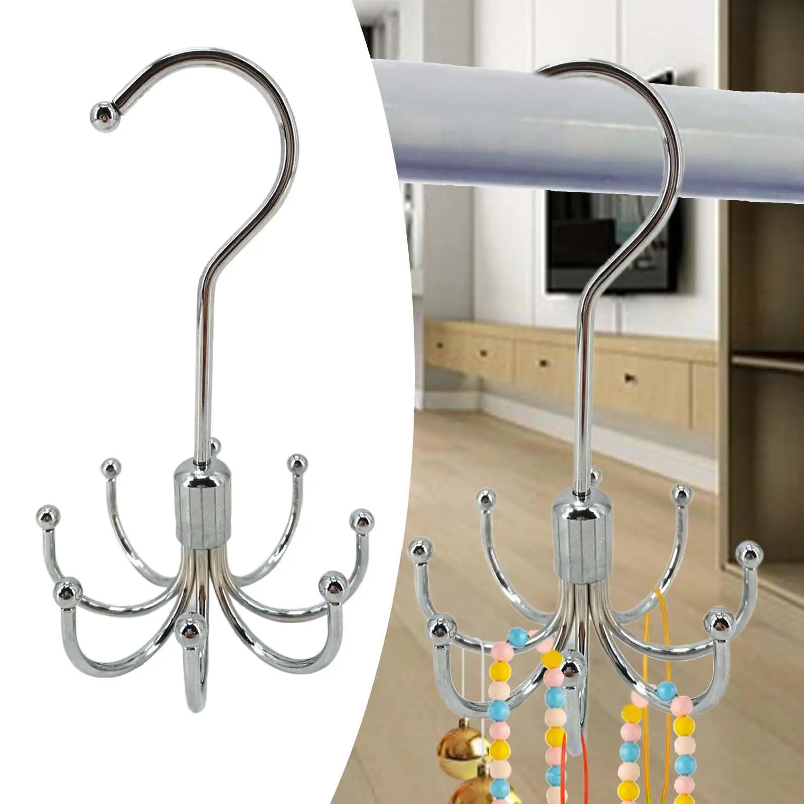 Belts Rack Multipurpose Hanging Holder Storage Hook Rotatable Closet Belt Organizer for Living Room Closet Ties