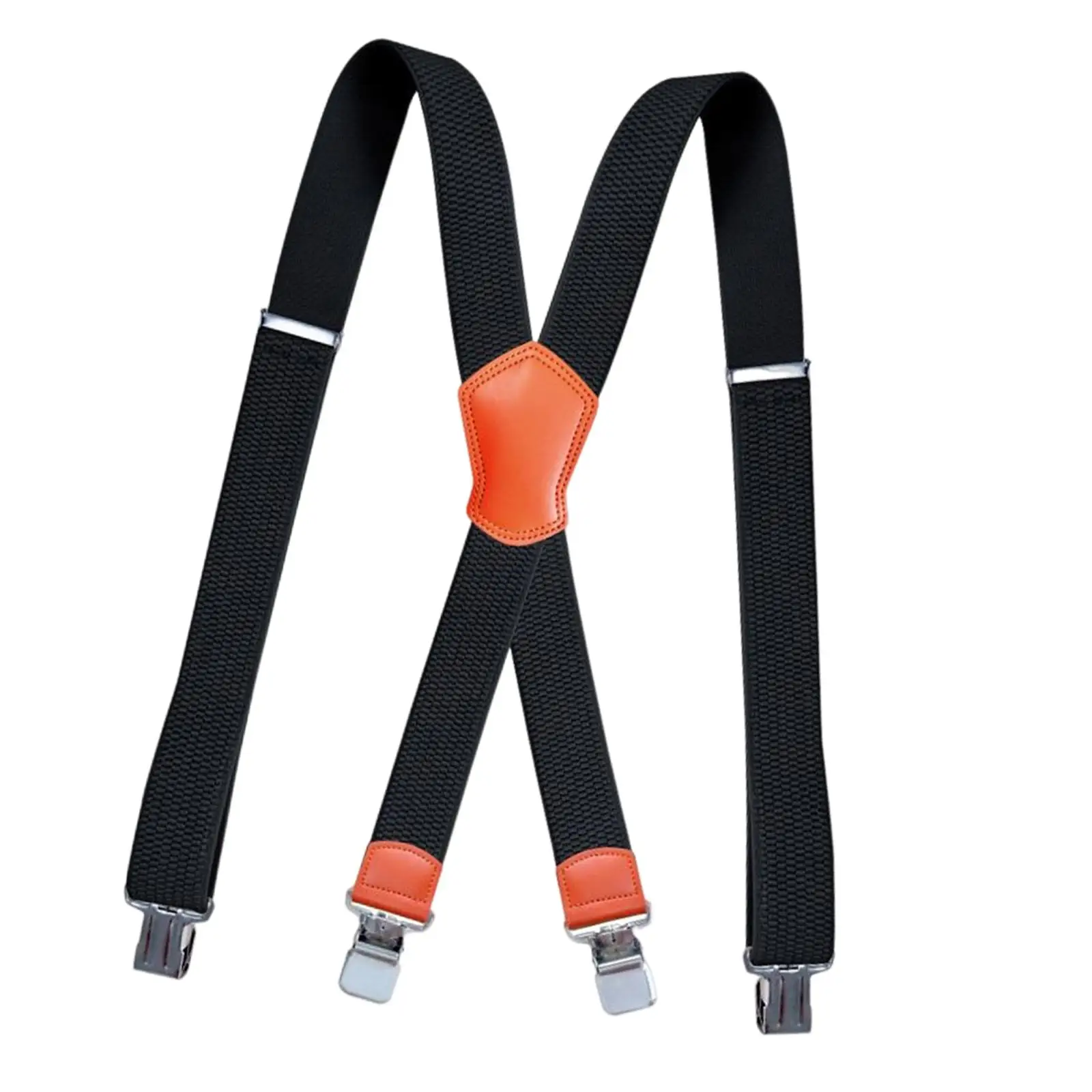 Men`s Suspender 3.8cm Wide Belt X Shaped Elastic Straps with 4 Gripper Clasps Adjustable Trousers Braces