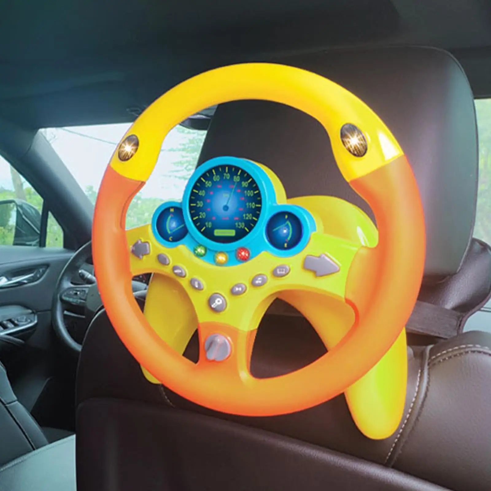 Eletric Simulation Steering Wheel Multifunctional with Music Games Sound Effects Toy Steering Wheel for Games Boys and Girls