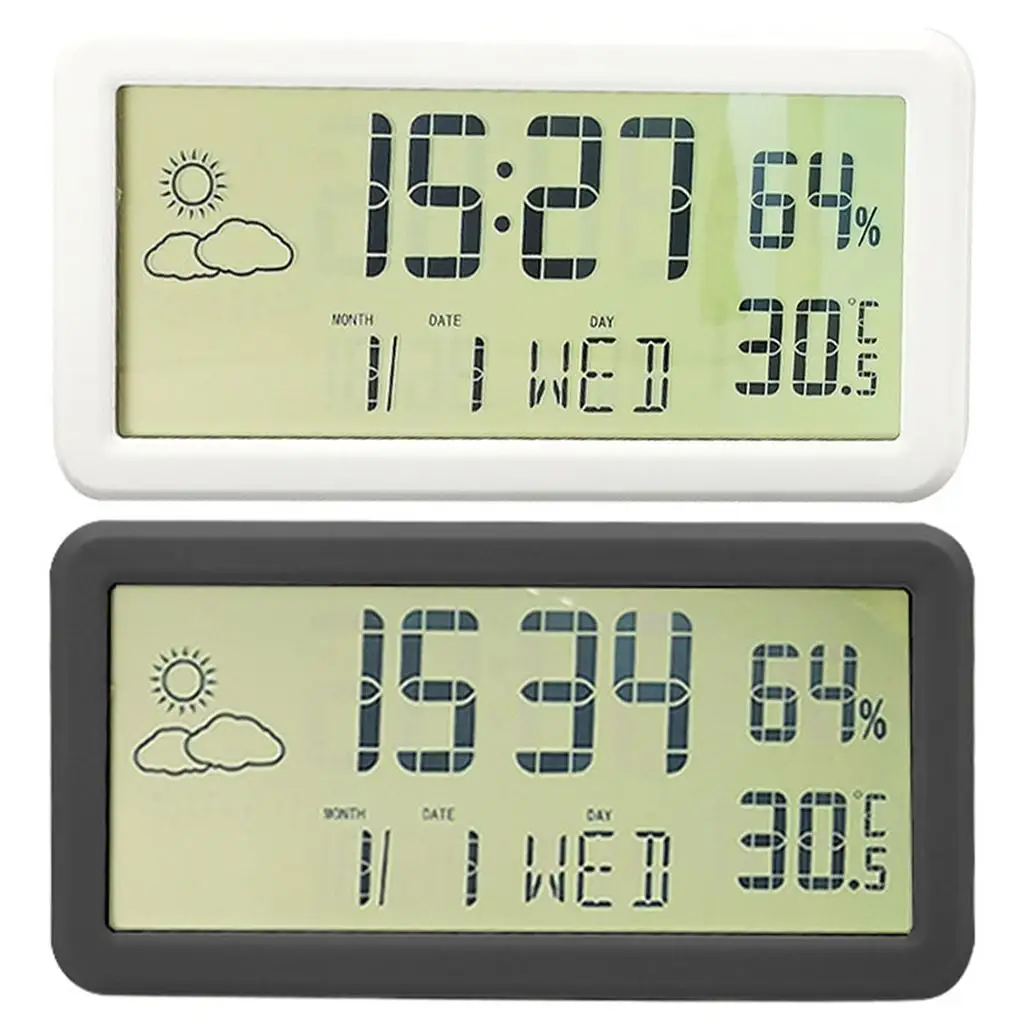 Desk Digital Time Calendar Weather Snooze Clock Hygrometer Temperature