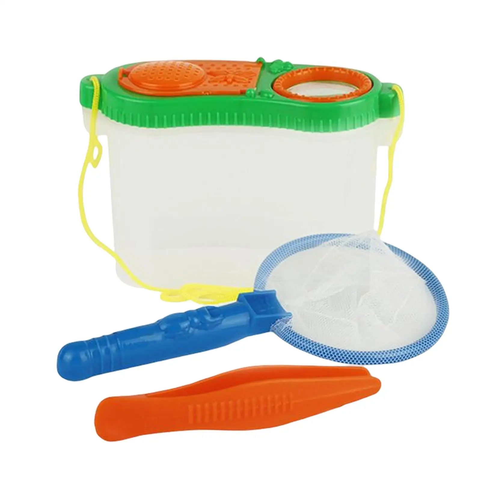 Portable Magnifying Glass Backyard Bug Catcher Box and Net Pocket Tweezers