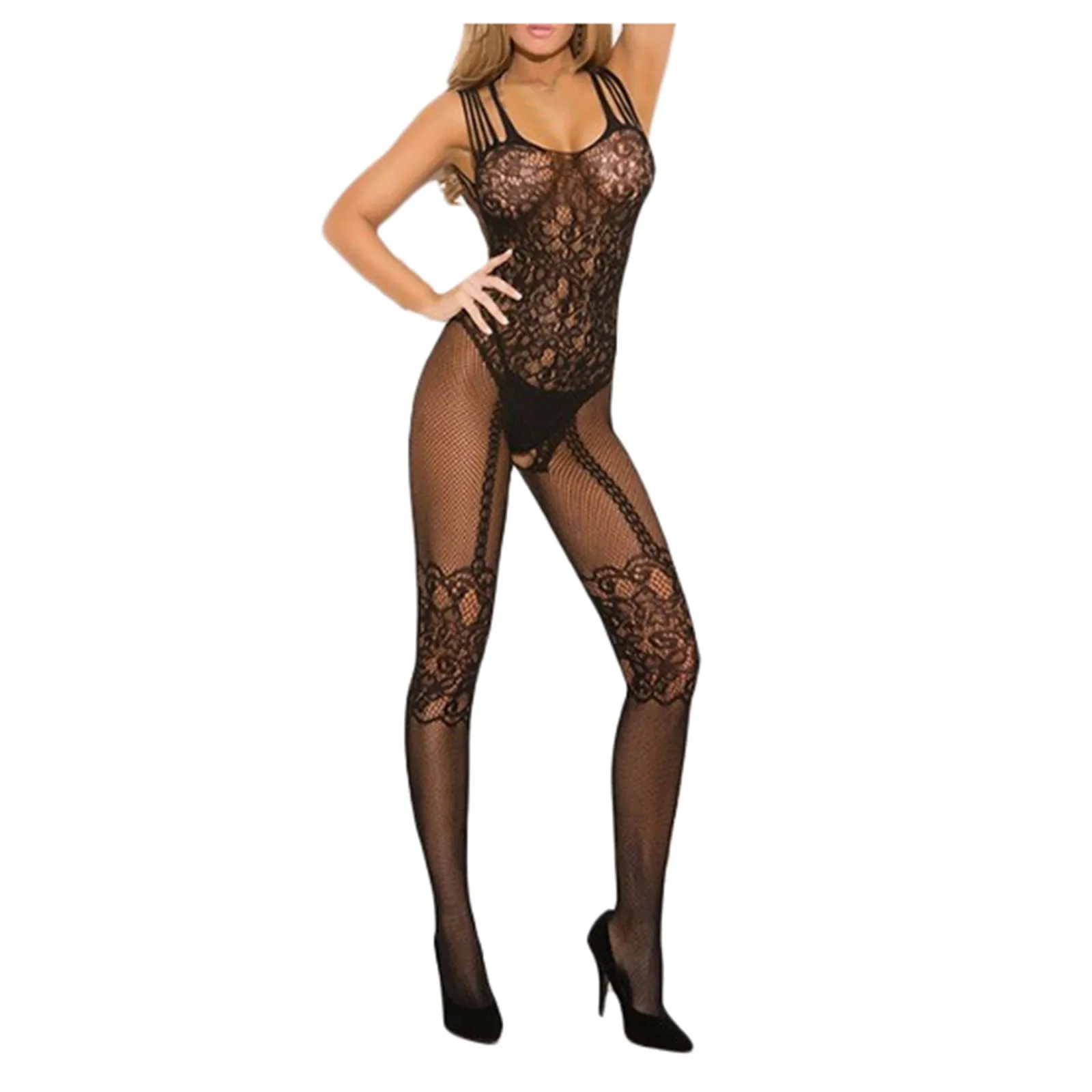 Sexy Women Erotic Black Bodystockings Fishnet Open Crotch catsuit Mesh tights Lingerie Bodysuit Costumes jumpsuit Teddies