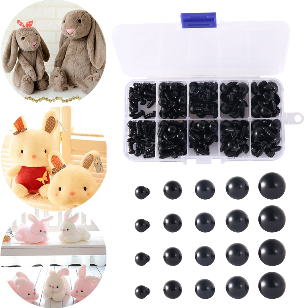 150 Stück DIY-Puppen-Sicherheitsaugen, 6–12 mm, schwarzer Kunststoff, Bastelaugen für Bärenspielzeug, Kinder, DIY-Handwerk, Stofftier-Puppenzubehör – Detail 7