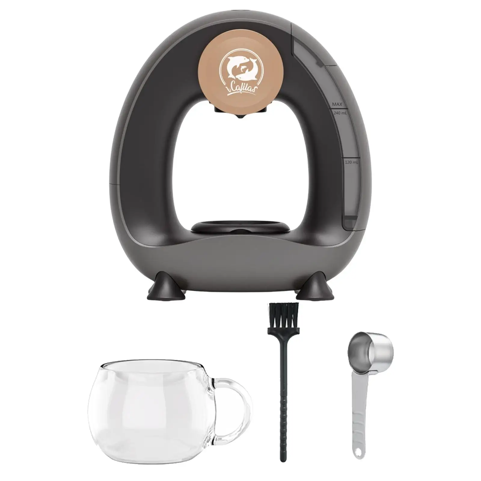 Coffee Maker Sturdy Detachable with Brush Durable Mini EU Plug Espresso Machine for Home Office Camping Travel