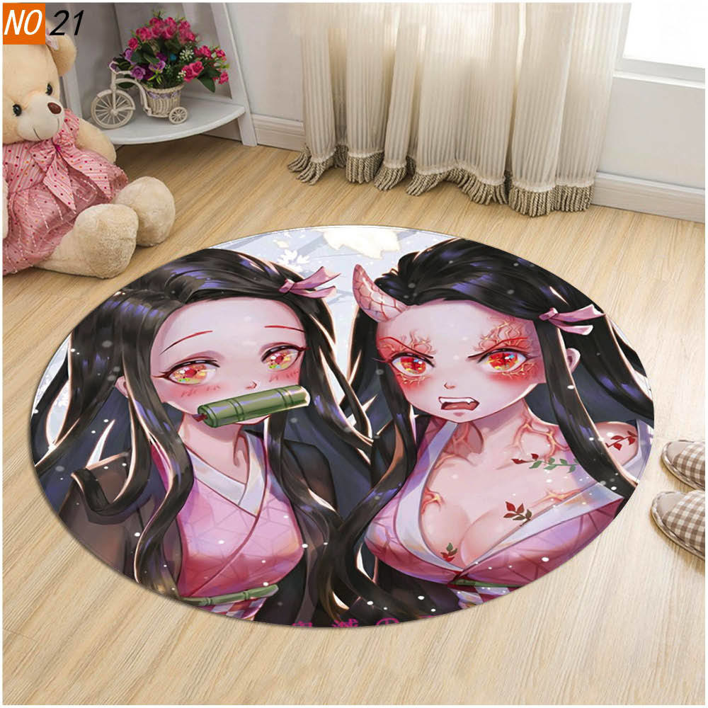 Waliicorners Anime Demon Slayer Round Carpet Rug Non-Slip Gaming Mat Floor Mat Carpets Rug Home Decor 8 Sa6740703f07f4bf4900b12b724fda991V