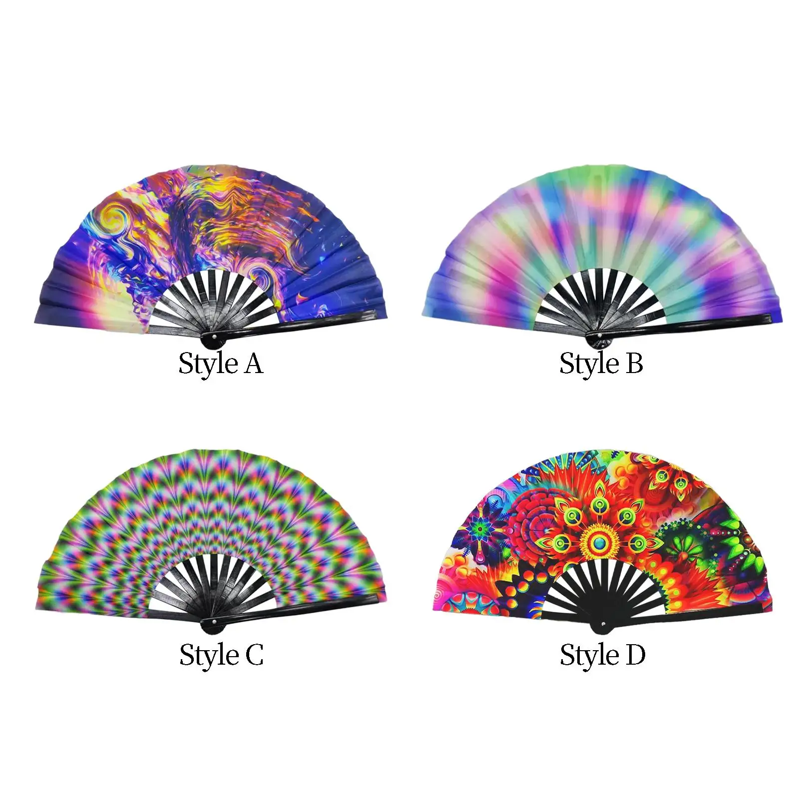 Large Rave Folding Hand Fan Fluorescent Effects for Dancing Props Parties