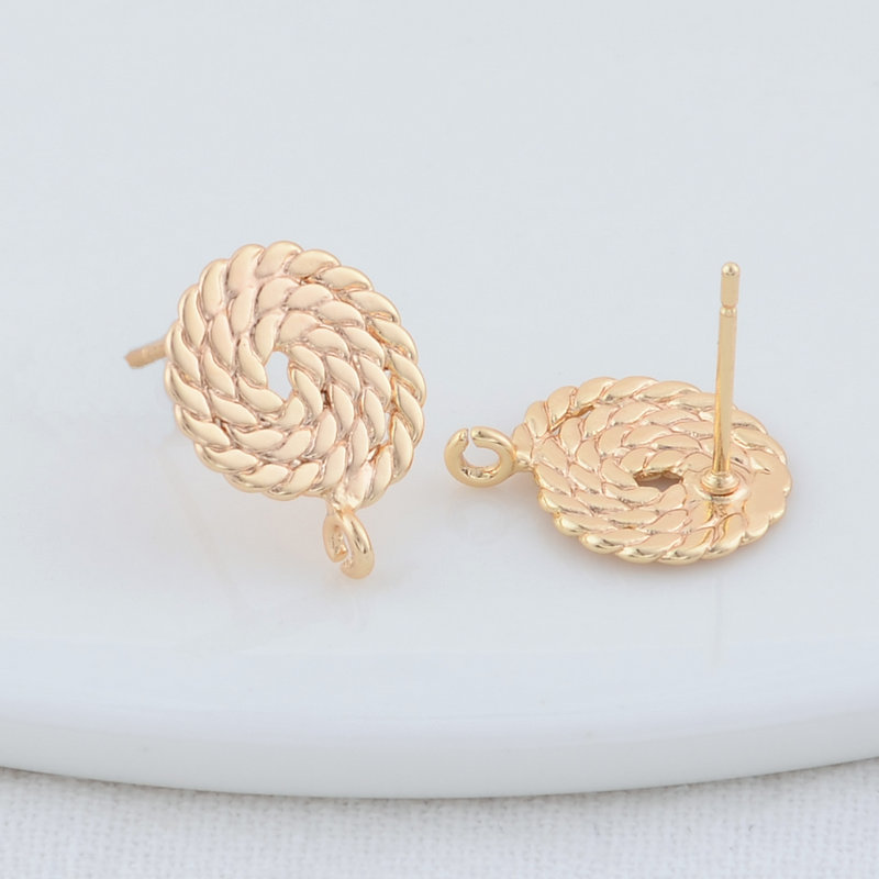 12*15MM 14K Gold Farbe Überzog Messing Runde Stud Ohrringe Hohe Qualität Diy DIY Schmuck Finden zubehör – Detail 2