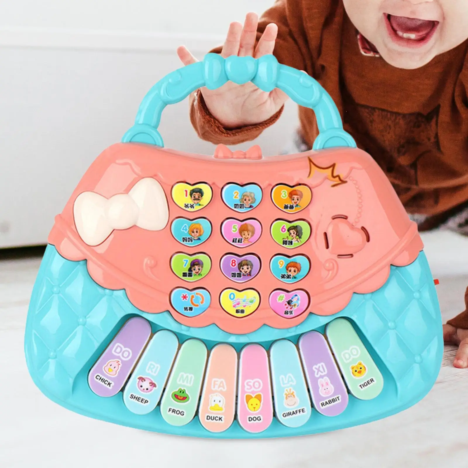 Electronic Piano Keyboard Musical Toy with Sound and Lights for Kids Baby