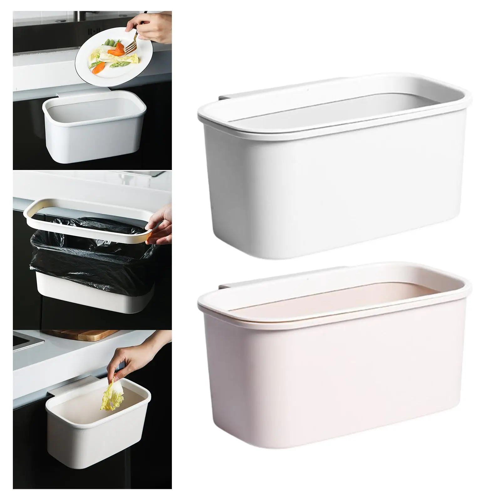 Under Sink Hanging Trash Can Household Cleaning Tools Small Collapsible Garbage Can Cabinet Door Bathroom Countertop Bedroom
