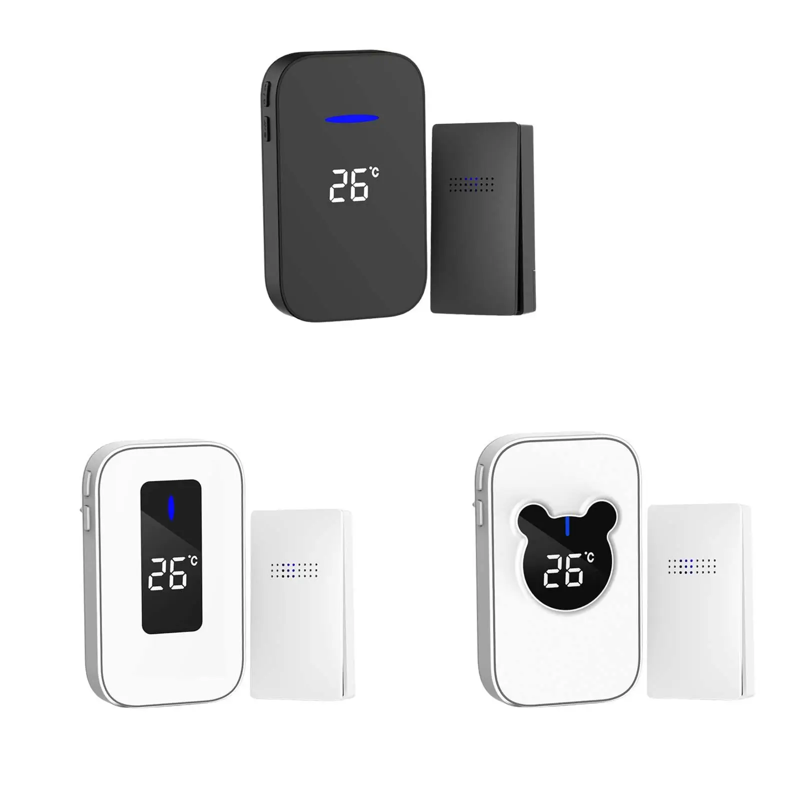 Outdoor Wireless Doorbell Multifunction Easy to Use Temperature Display Security Smart for Hotel Apartment Wall Bedroom School