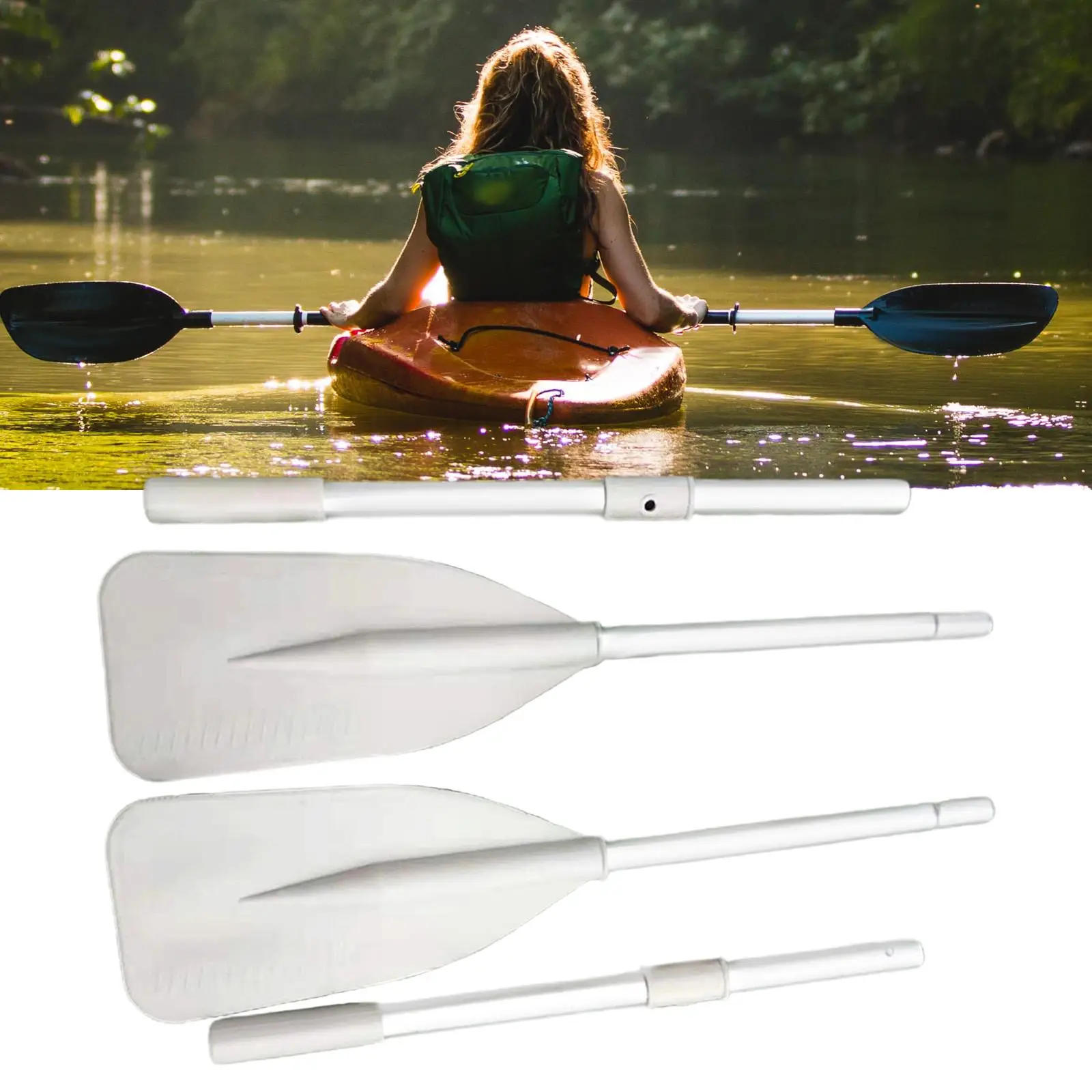 2Pcs Kayak Paddle Detachable Lightweight Accessories Durable Supplies Portable